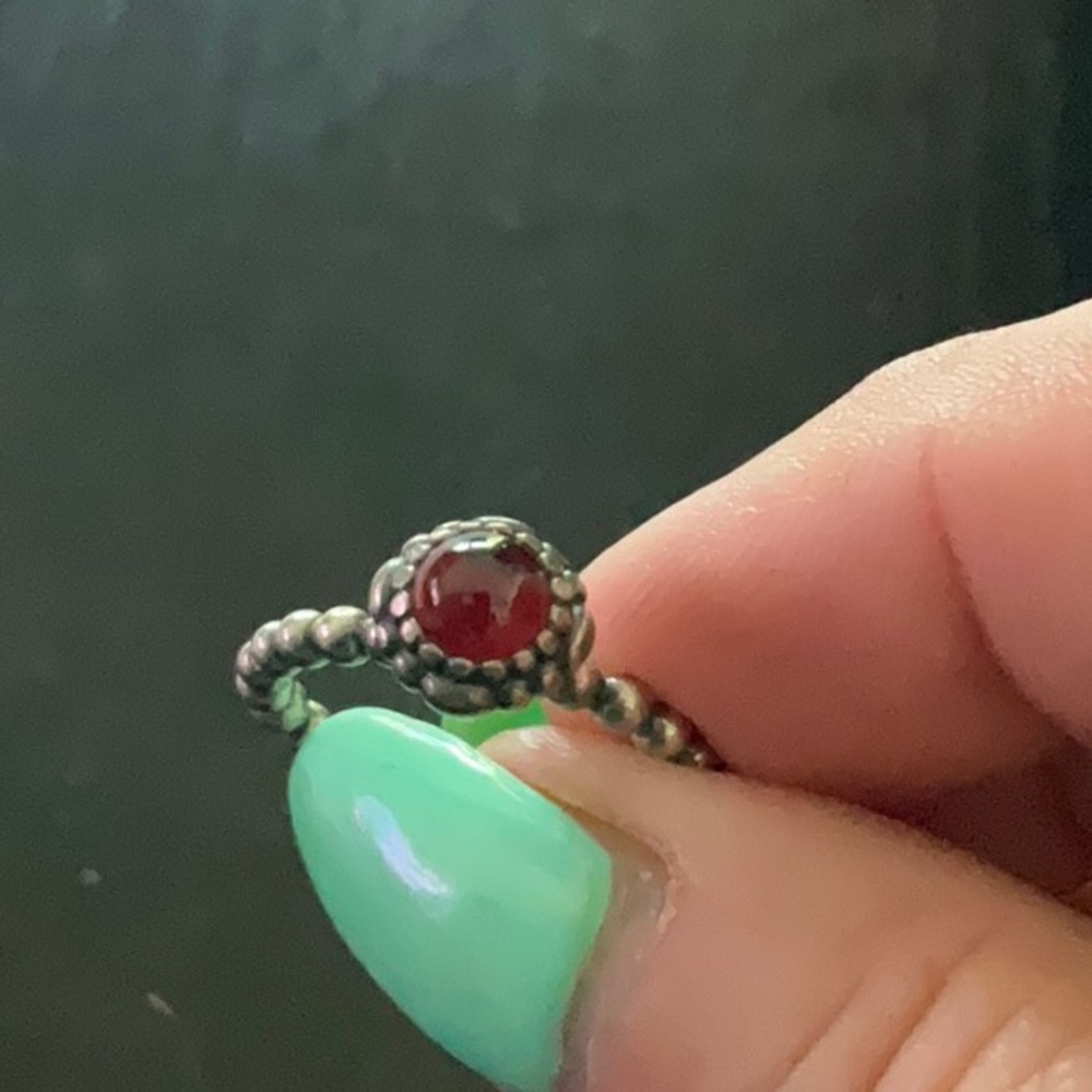 Pandora Silver and Red Ring Classic Design